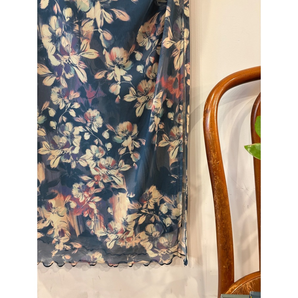 Sage The Label Floral Mesh Ruched Midi Skirt - Picture 3 of 8